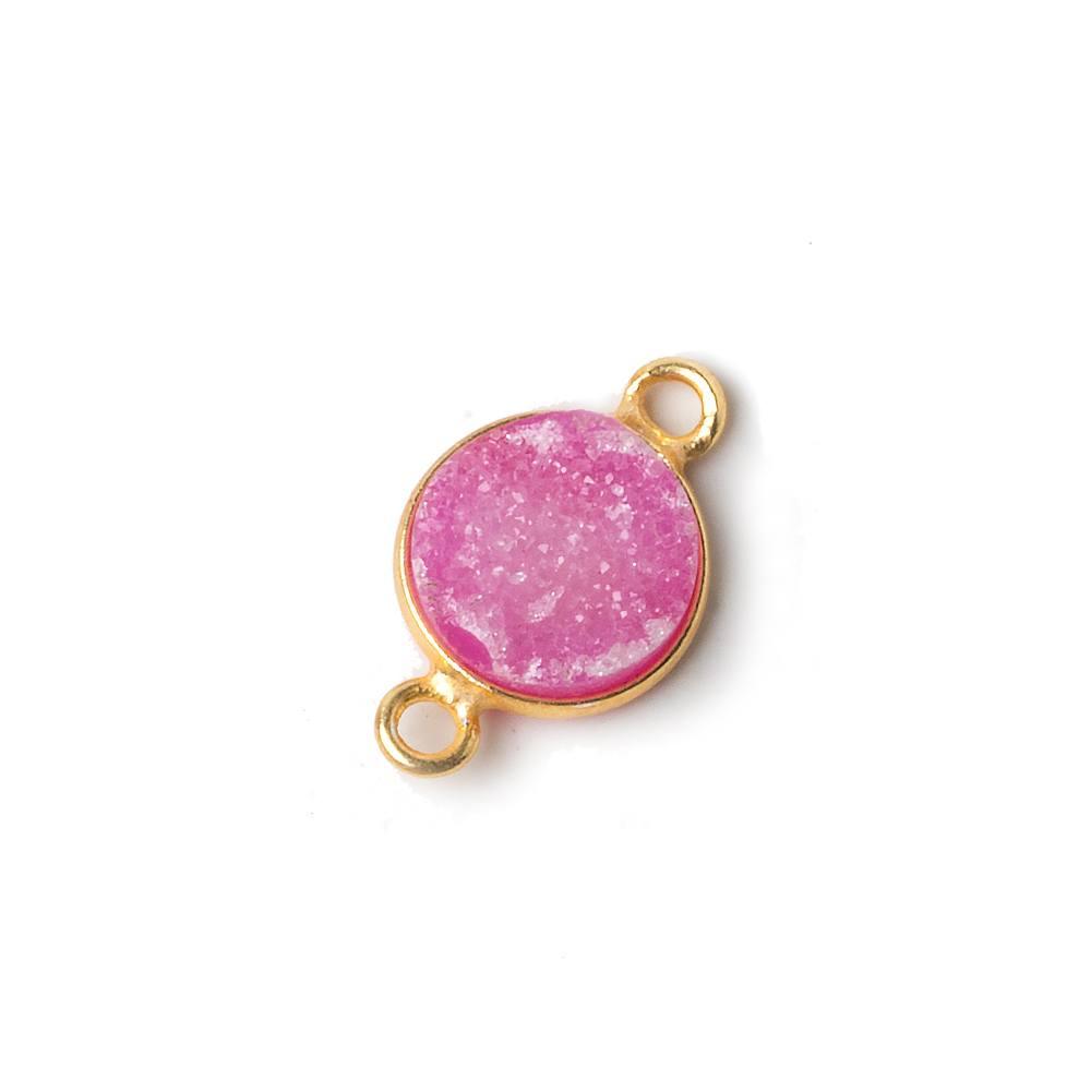 10mm Vermeil Bezel Dark Pink Drusy Coin Connector 1 piece - The Bead Traders
