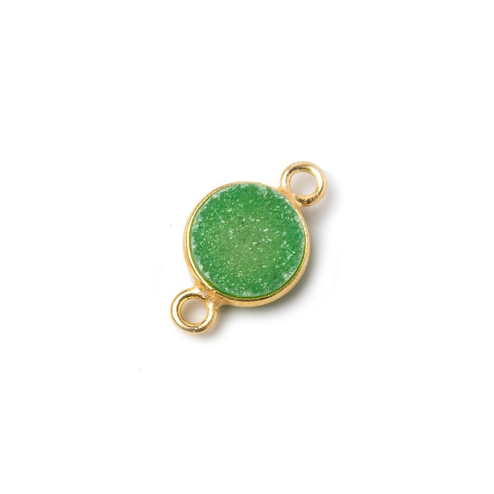 10mm Vermeil Bezel Lemon Lime Drusy Coin Connector 1 piece - The Bead Traders