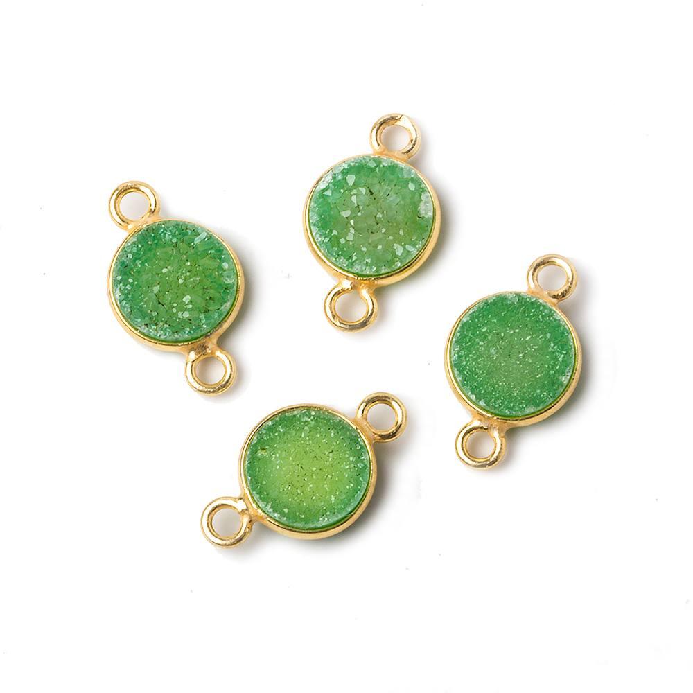 10mm Vermeil Bezel Lemon Lime Drusy Coin Connector 1 piece - The Bead Traders