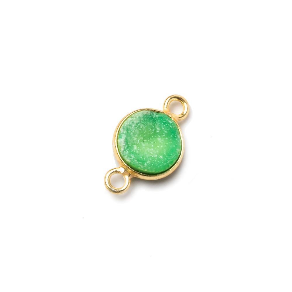 10mm Vermeil Bezel Lime Green Drusy Coin Connector 1 piece - The Bead Traders