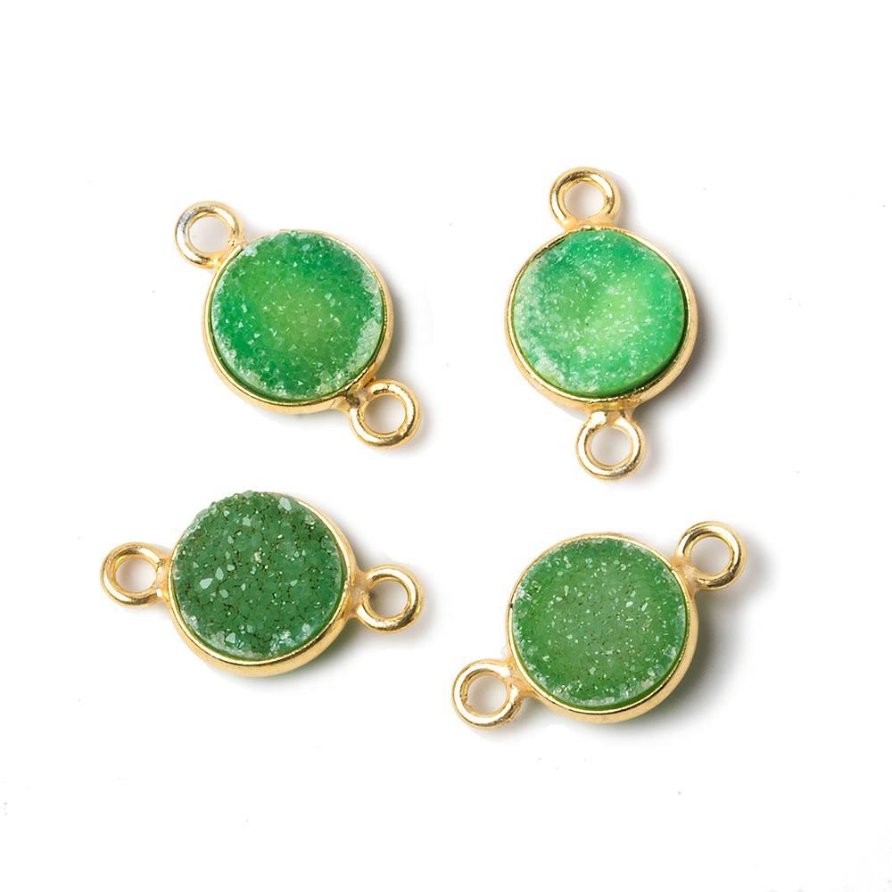 10mm Vermeil Bezel Lime Green Drusy Coin Connector 1 piece - The Bead Traders