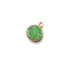 10mm Vermeil Bezel Lime Green Drusy Coin Pendant 1 piece - The Bead Traders