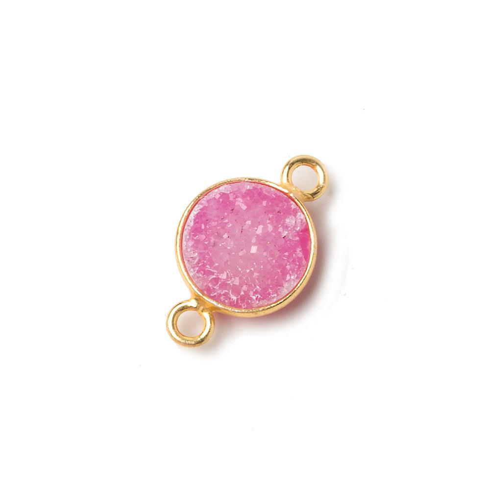 10mm Vermeil Bezel Pale Pink Drusy Coin Connector 1 piece - The Bead Traders