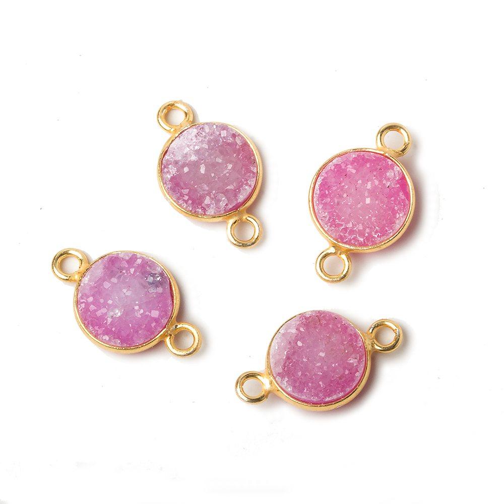 10mm Vermeil Bezel Pale Pink Drusy Coin Connector 1 piece - The Bead Traders