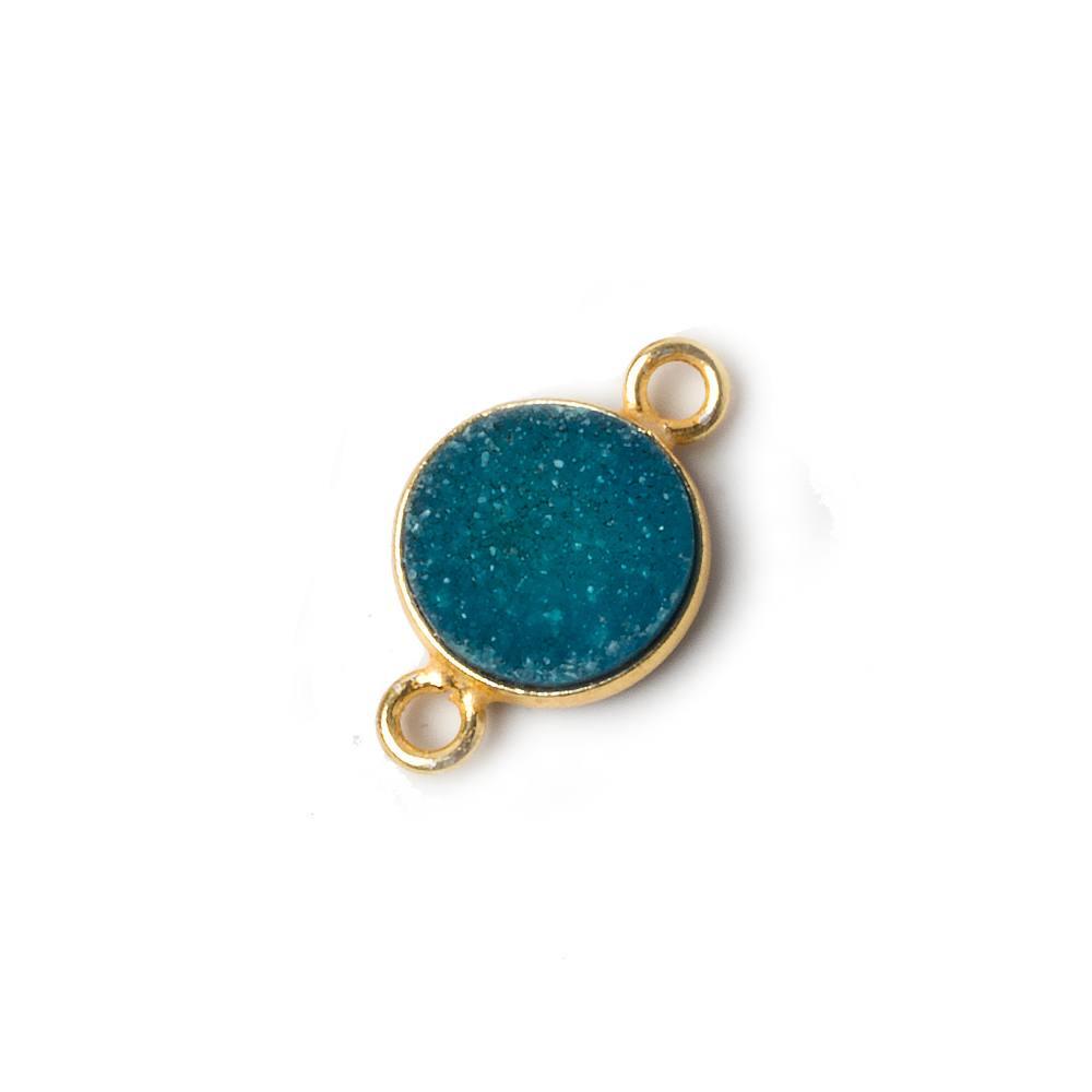 10mm Vermeil Bezel Sea Blue Drusy Coin Connector 1 piece - The Bead Traders