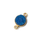 10mm Vermeil Bezel Teal Blue Drusy Coin Connector 1 piece - The Bead Traders
