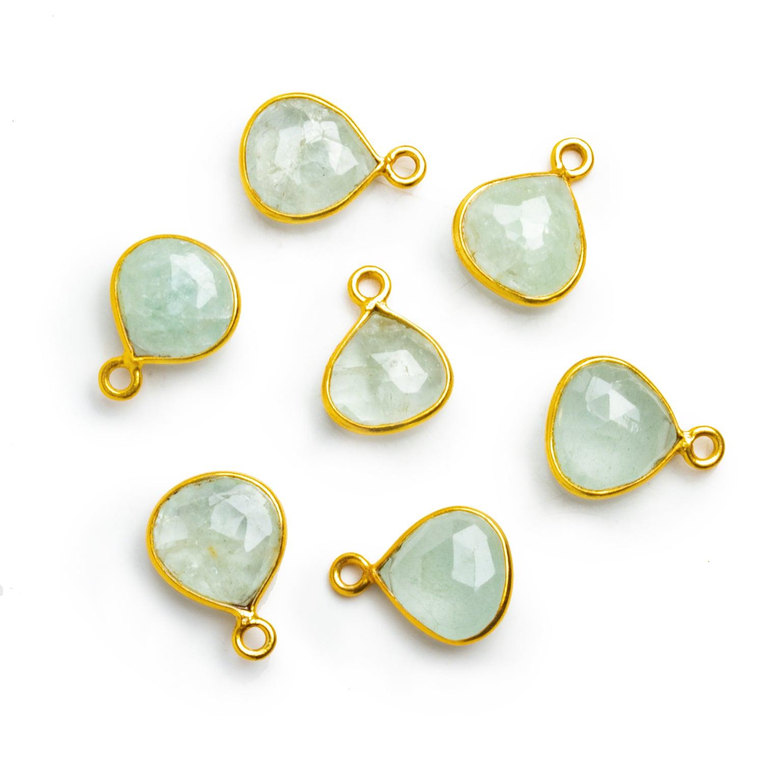 10mm Vermeil Bezeled Aquamarine Heart Pendant 1 Piece - The Bead Traders