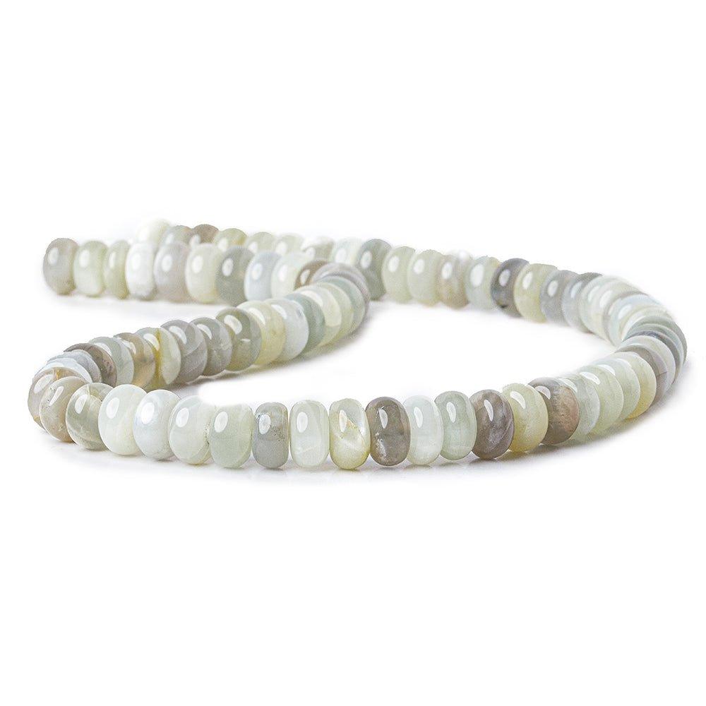 10mm White & Gray Moonstone plain rondelles 16 inch 75 beads - The Bead Traders