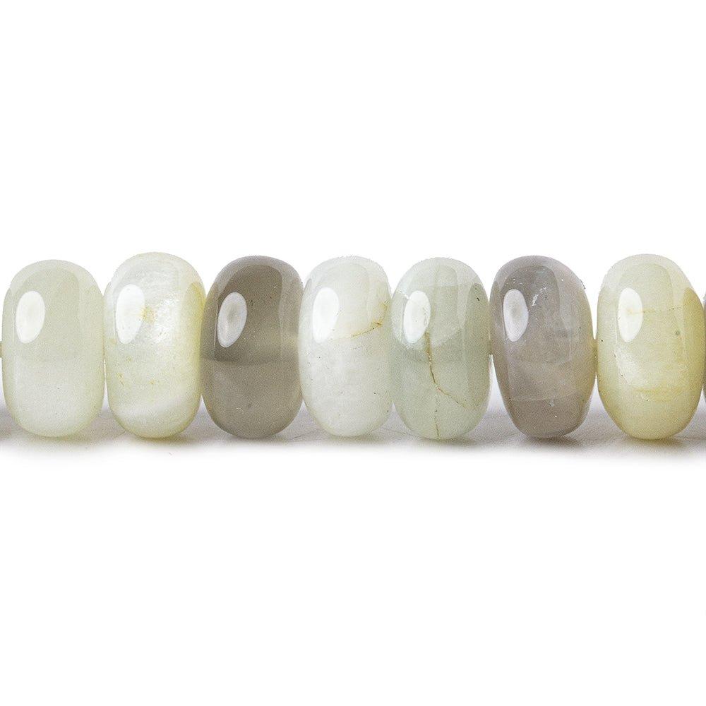 10mm White & Gray Moonstone plain rondelles 16 inch 75 beads - The Bead Traders