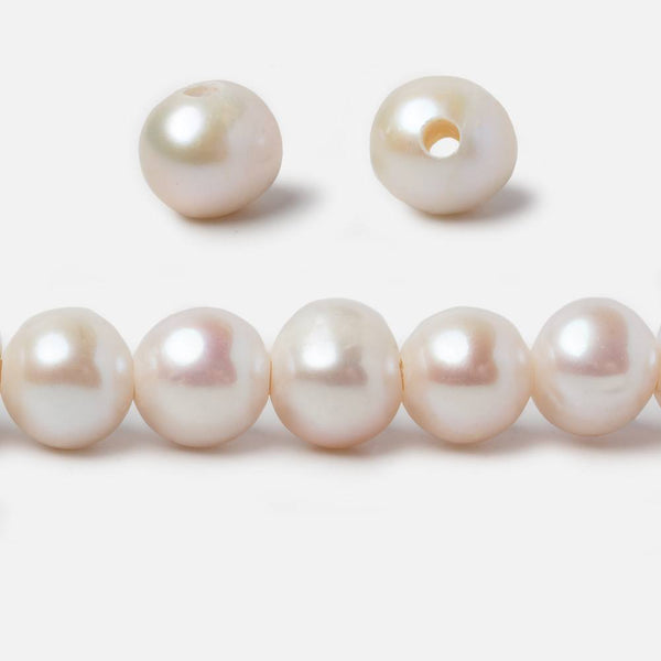 9mm White Large Hole Off Round Freshwater Pearls 8 inch 21 pieces