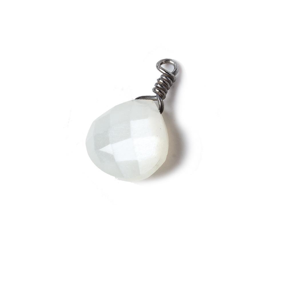 10mm White Moonstone heart Black Gold Wire Wrapped Pendant 1 piece - The Bead Traders