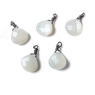 10mm White Moonstone heart Black Gold Wire Wrapped Pendant 1 piece - The Bead Traders