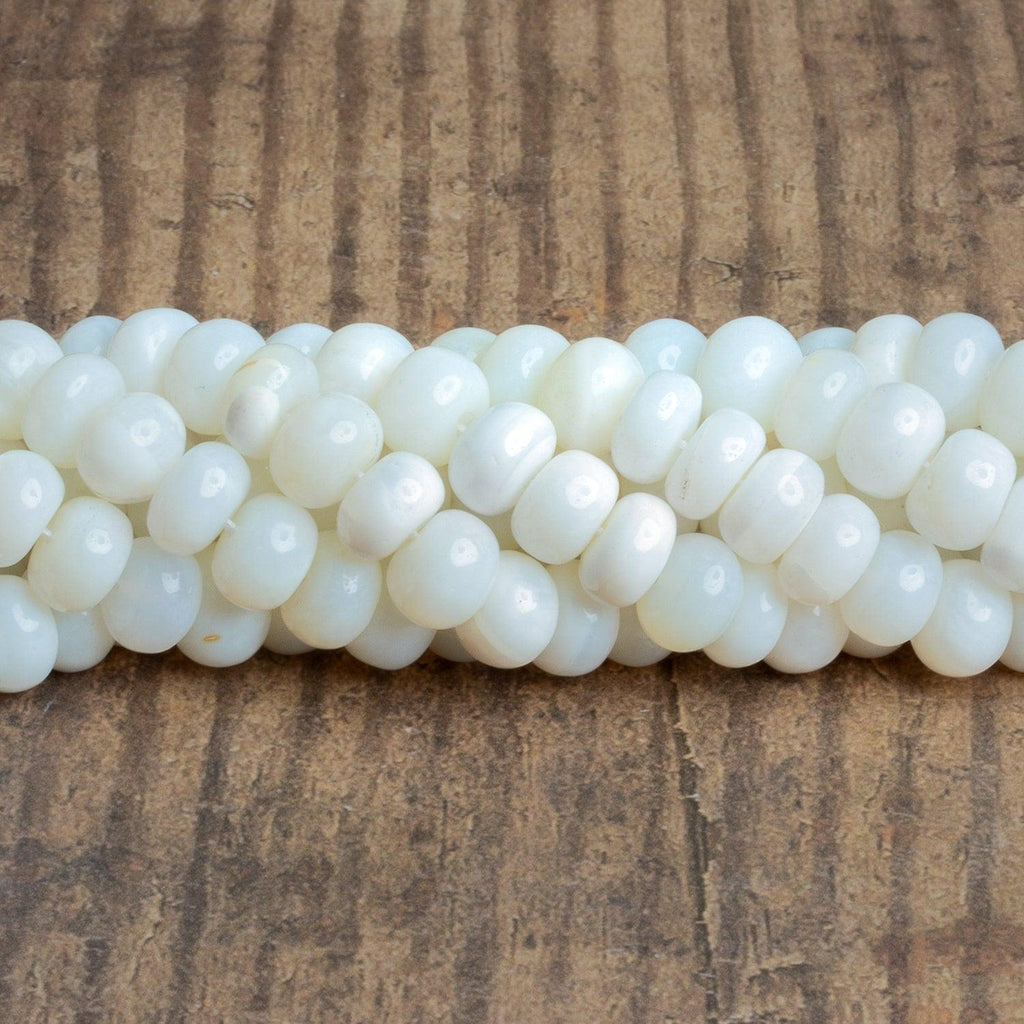 10mm White Opal Plain Rondelles 16 inch 65 beads - The Bead Traders