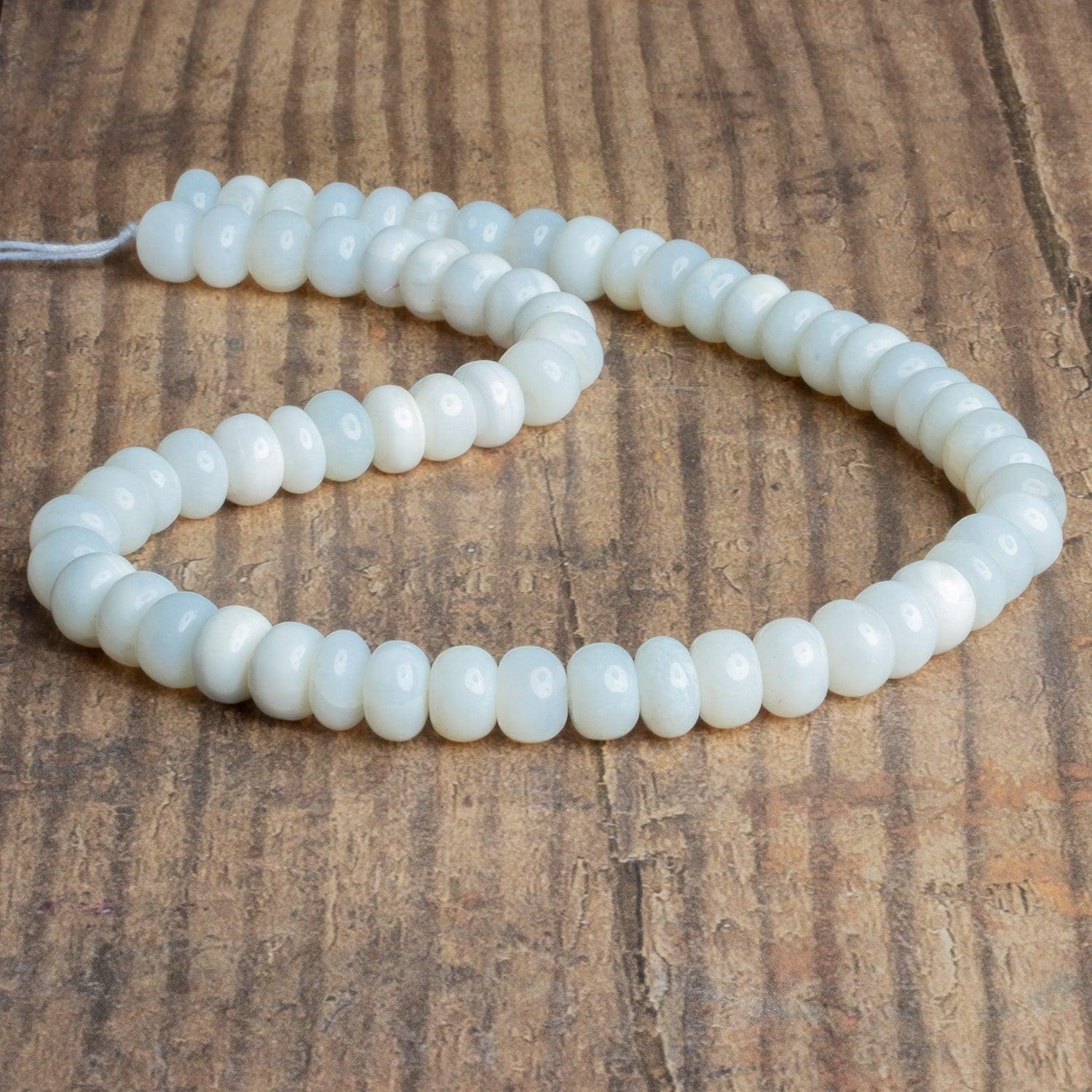 10mm White Opal Plain Rondelles 16 inch 65 beads - The Bead Traders