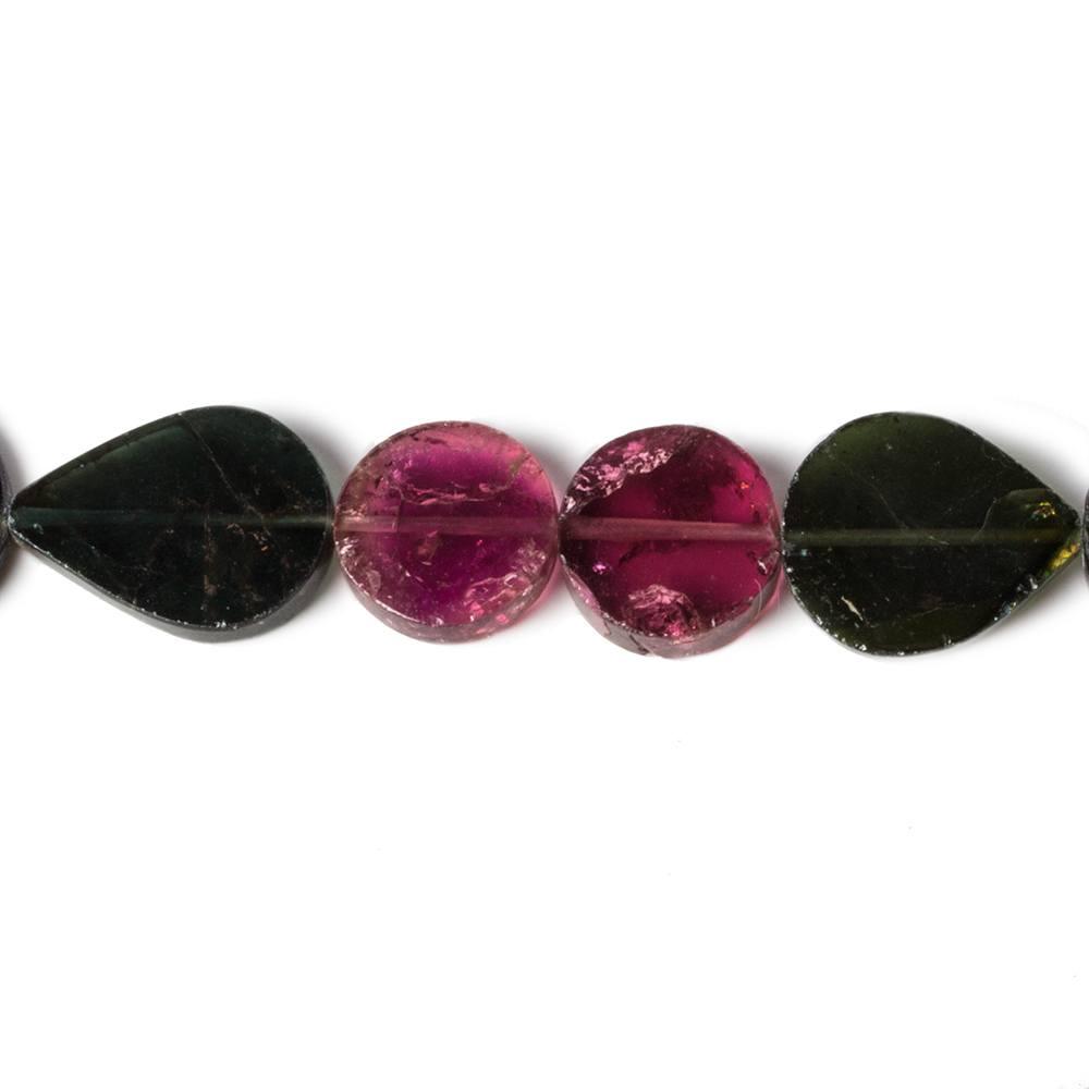 10x10-11x16mm Multi Color Tourmaline Plain Pear & Coin Beads 10 inch 21 pcs - The Bead Traders