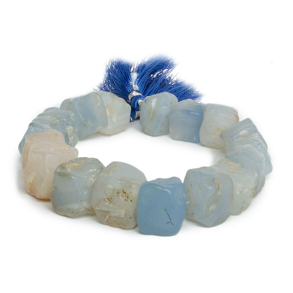 10x10-12x12mm Periwinkle Blue Agate Hammer Faceted Cube 8 inch 17 pieces - The Bead Traders