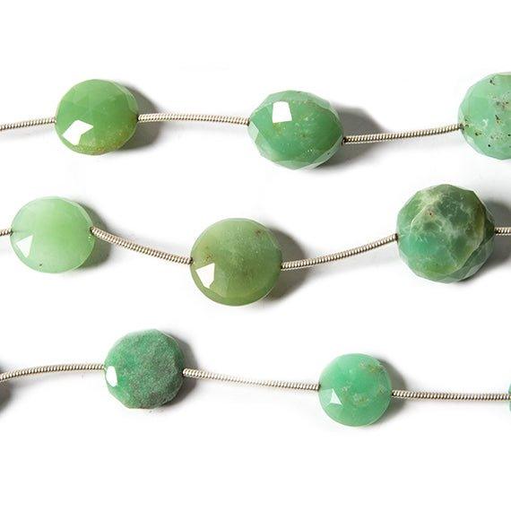 10x10- 14x14mm Chrysoprase Faceted Coin 6 inch 6 Beads - The Bead Traders