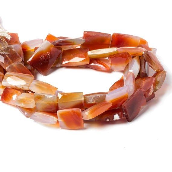 10x10-16x12mm Carnelian banded Agate faceted Rectangle 15 inch 21 Beads - The Bead Traders