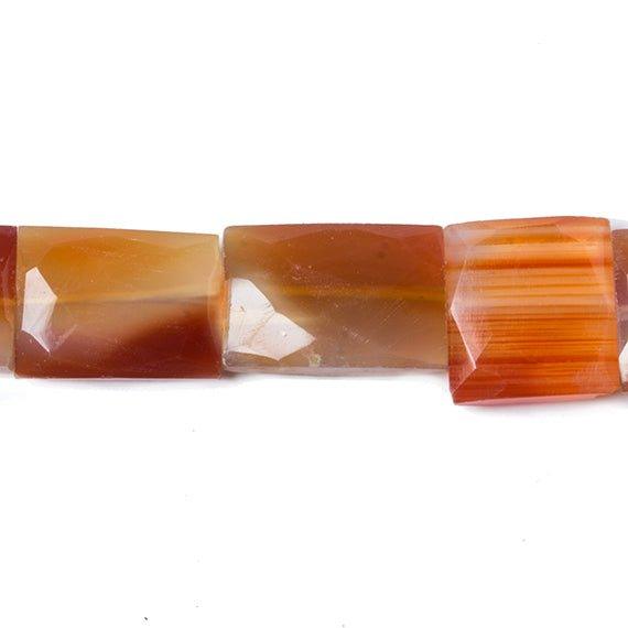 10x10-16x12mm Carnelian banded Agate faceted Rectangle 15 inch 21 Beads - The Bead Traders