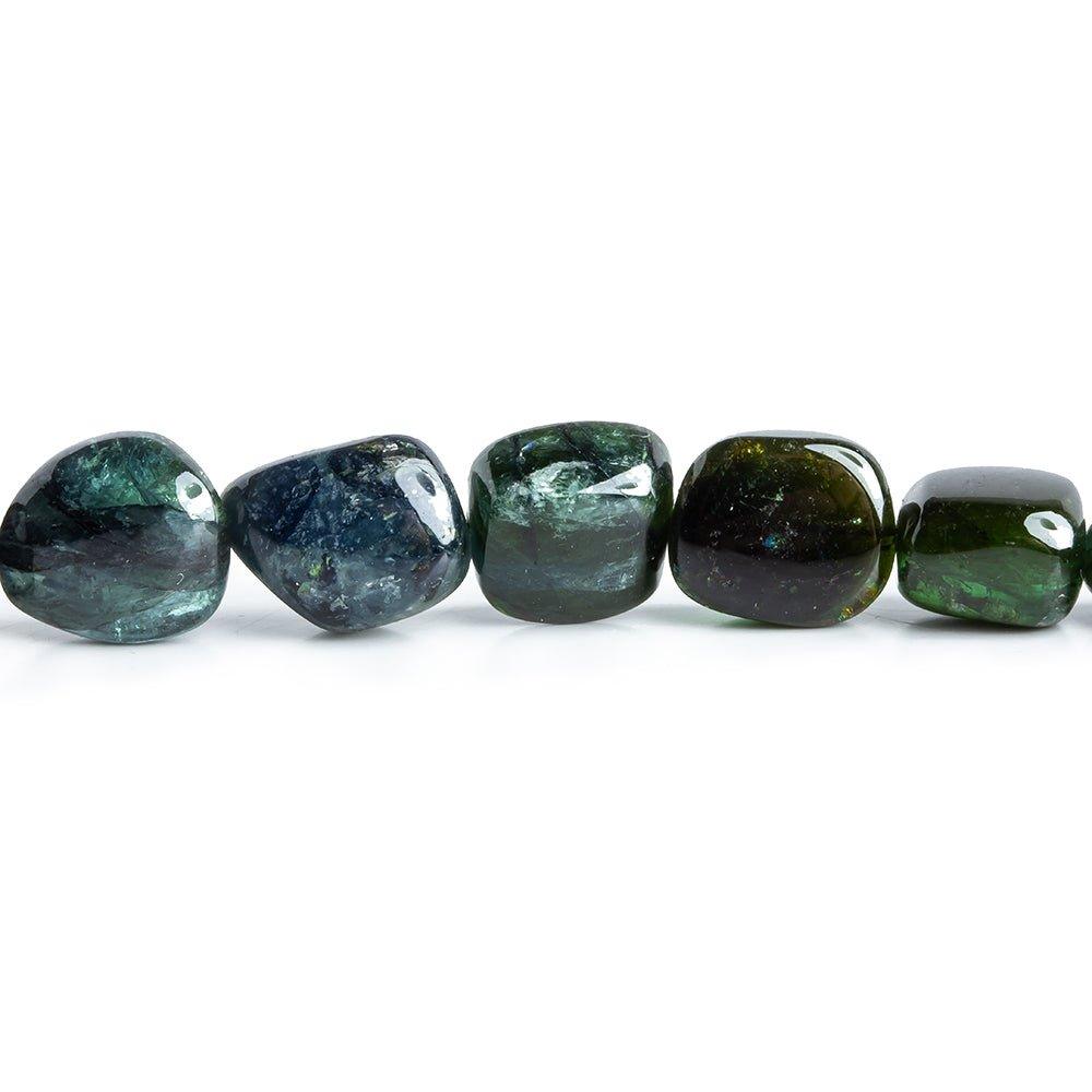 10x10mm-14.5x10mm Green Tourmaline Plain Nugget Beads 16 inch 32 pieces - The Bead Traders