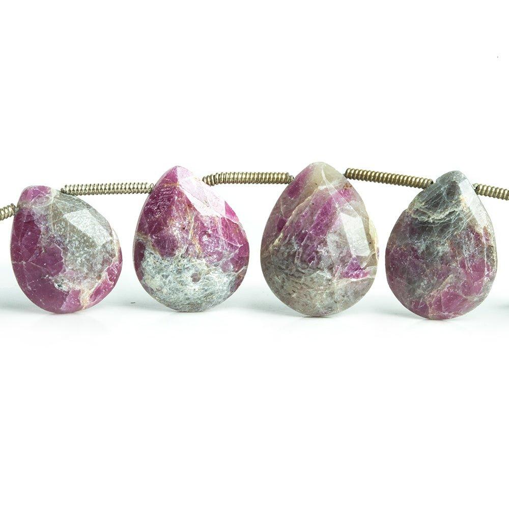 10x10mm-16x12.5mm Ruby in Marble Faceted Heart and Pear Beads 9 inch 16 pieces - The Bead Traders