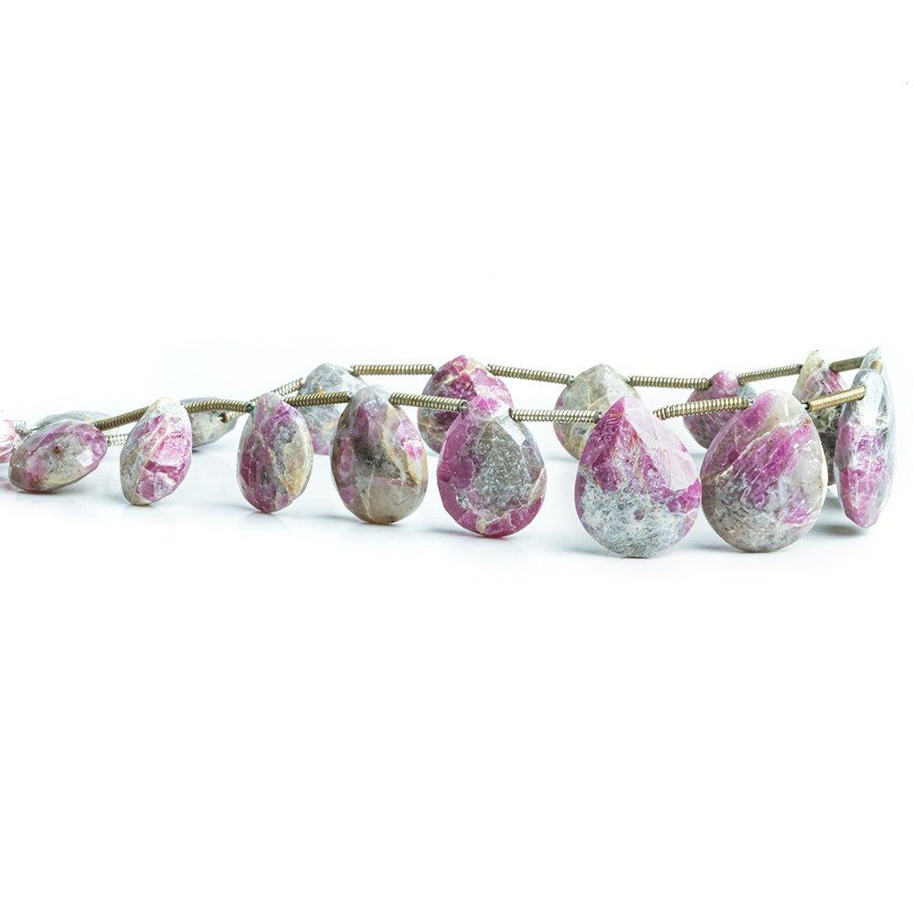 10x10mm-16x12.5mm Ruby in Marble Faceted Heart and Pear Beads 9 inch 16 pieces - The Bead Traders