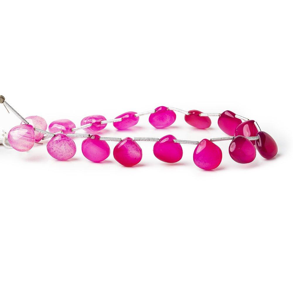 10x10mm average Hot Purple & Hot Pink Chalcedony plain hearts 8 inch 16 pieces - The Bead Traders