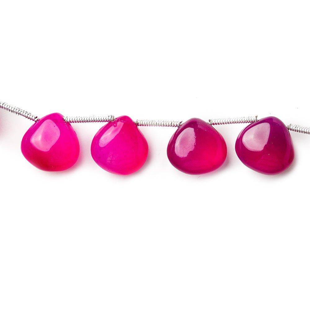 10x10mm average Hot Purple & Hot Pink Chalcedony plain hearts 8 inch 16 pieces - The Bead Traders