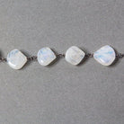 10x10mm Rainbow Moonstone plain heart Black Gold Chain by the foot - The Bead Traders
