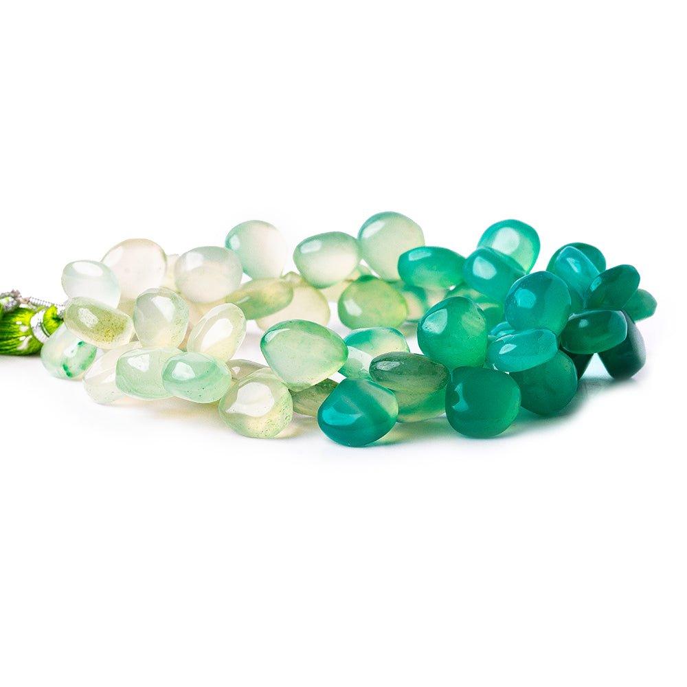 10x10mm Shaded Minty Green Chalcedony plain hearts 8 inch 50 pieces - The Bead Traders