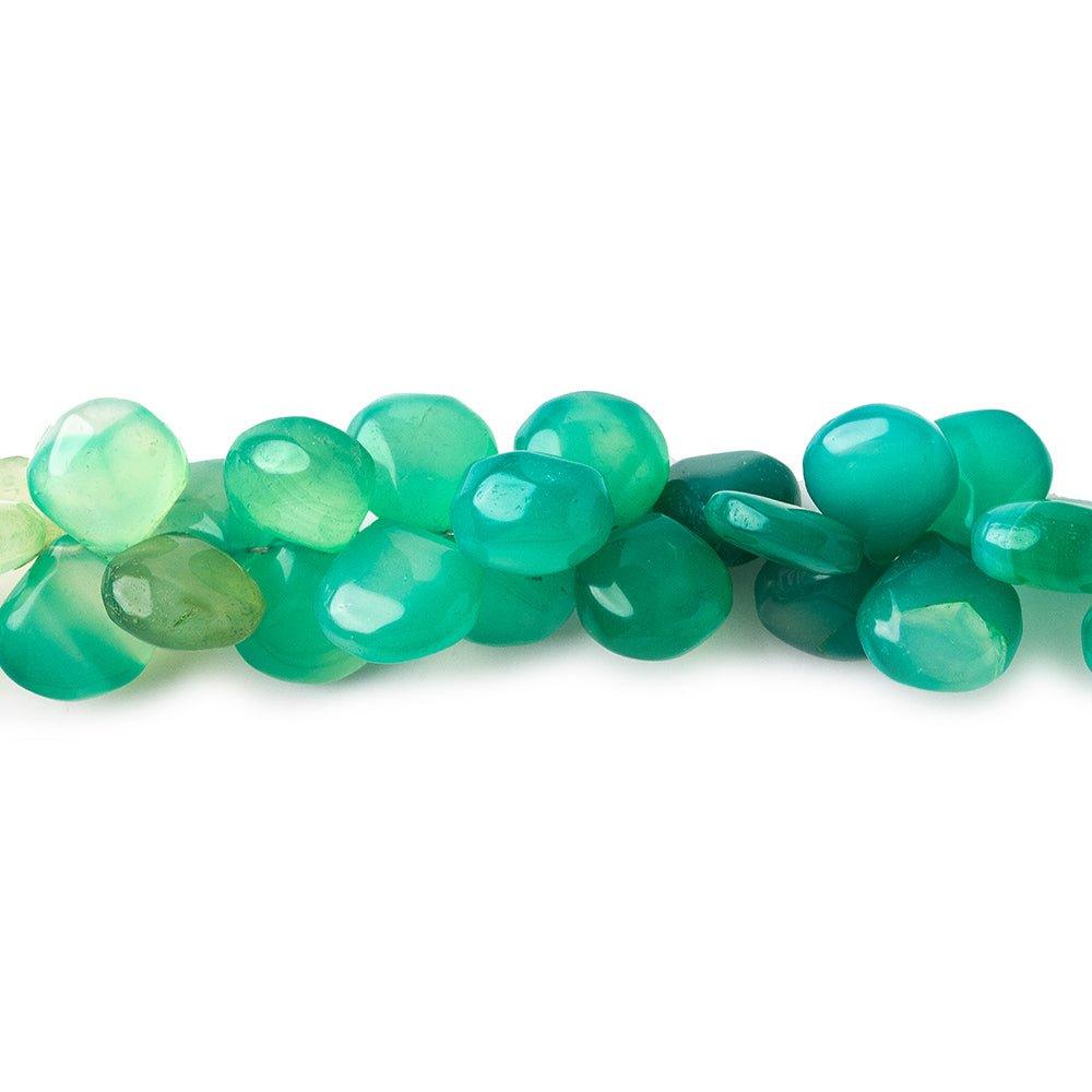 10x10mm Shaded Minty Green Chalcedony plain hearts 8 inch 50 pieces - The Bead Traders
