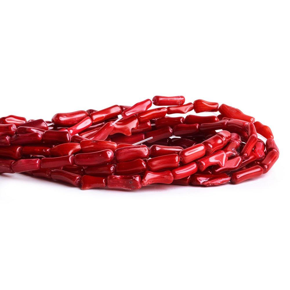 10x3mm Red Bamboo Coral Beads, 14 inch - The Bead Traders