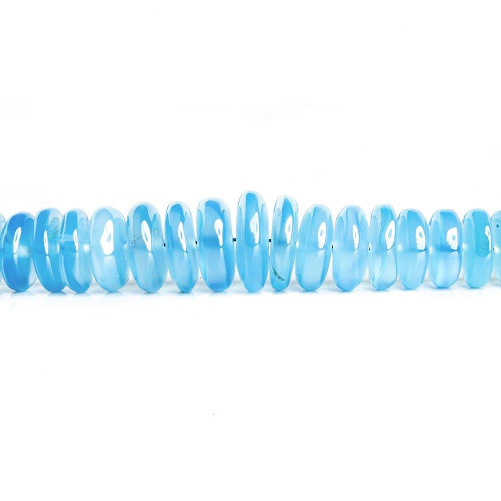 10x4mm-6x3mm Sea Blue Chalcedony Plain Rondelle Beads 16 inch 145 pieces - The Bead Traders