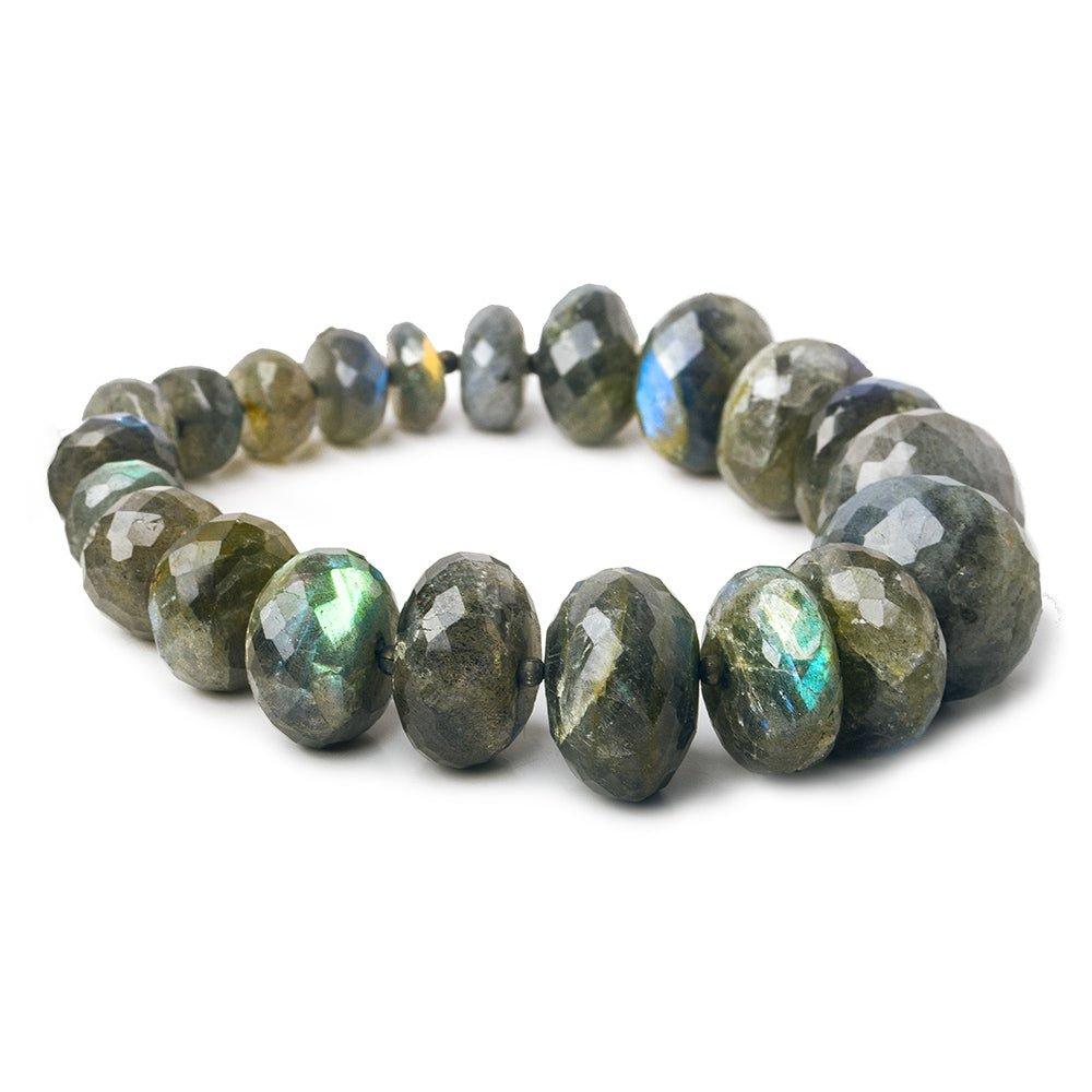 10x5-19x12mm Labradorite Faceted Rondelle beads 8 inch 21 pieces - The Bead Traders