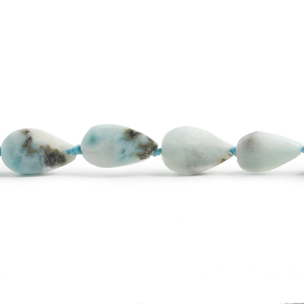 10x6-11x9mm Larimar straight drilled plain pear beads 16 inch 31 pieces - The Bead Traders