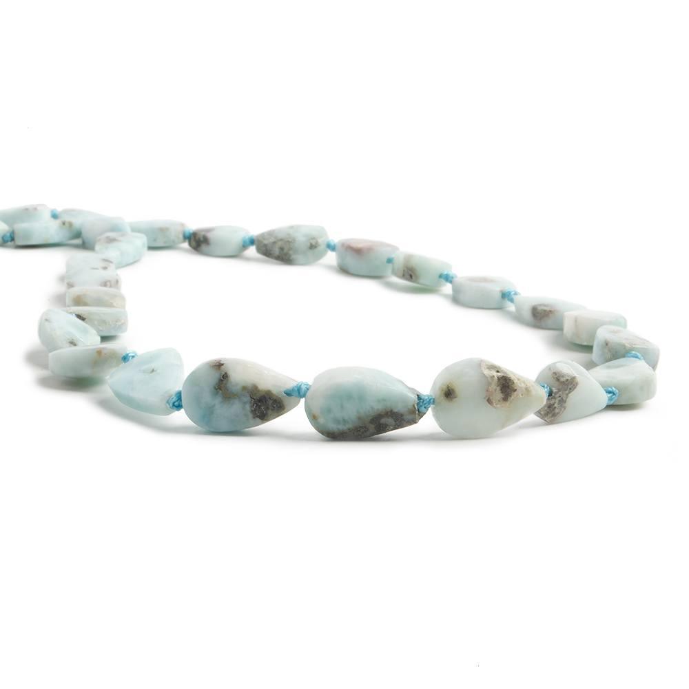 10x6-11x9mm Larimar straight drilled plain pear beads 16 inch 31 pieces - The Bead Traders