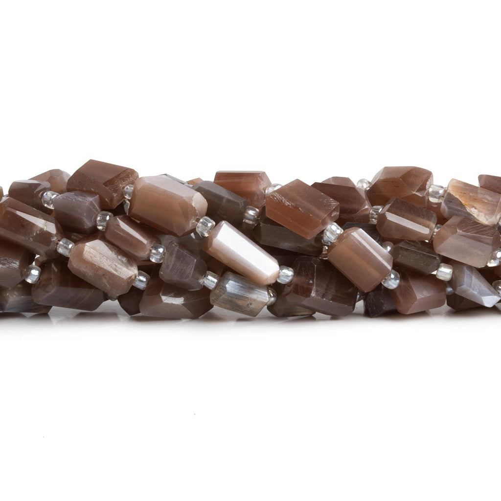 10x6mm Chocolate Moonstone Faceted Nuggets 14 inch 32 beads - The Bead Traders