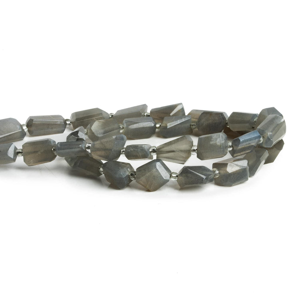 10x6mm Grey Moonstone Faceted Nuggets 14 inch 27 beads - The Bead Traders
