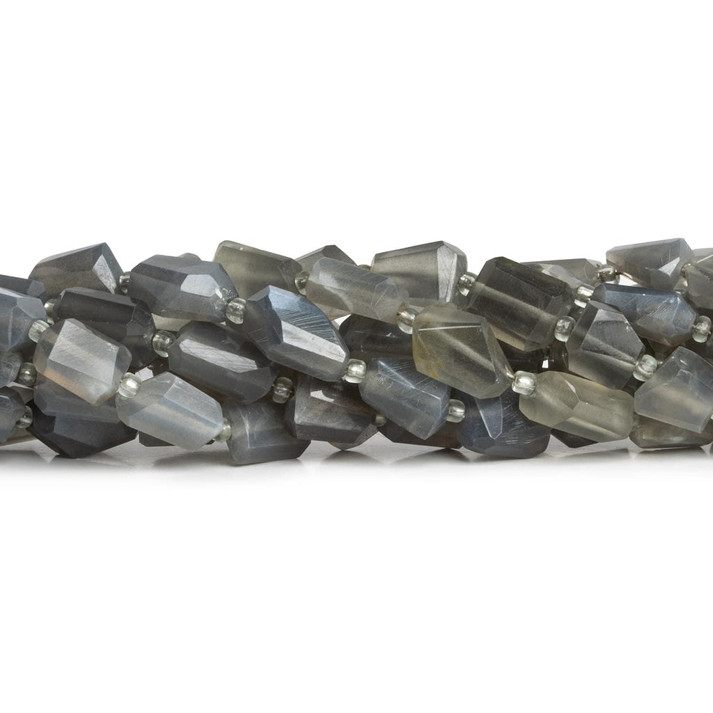 10x6mm Grey Moonstone Faceted Nuggets 14 inch 27 beads - The Bead Traders