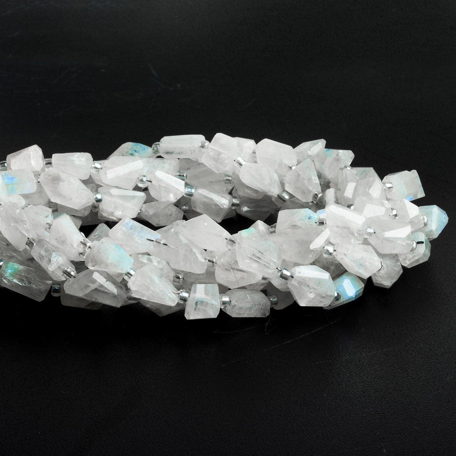 10x6mm Rainbow Moonstone Faceted Nuggets 14 inch 35 beads - The Bead Traders