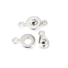 10x6mm Silvertone Button Snap Clasp 4 piece - The Bead Traders