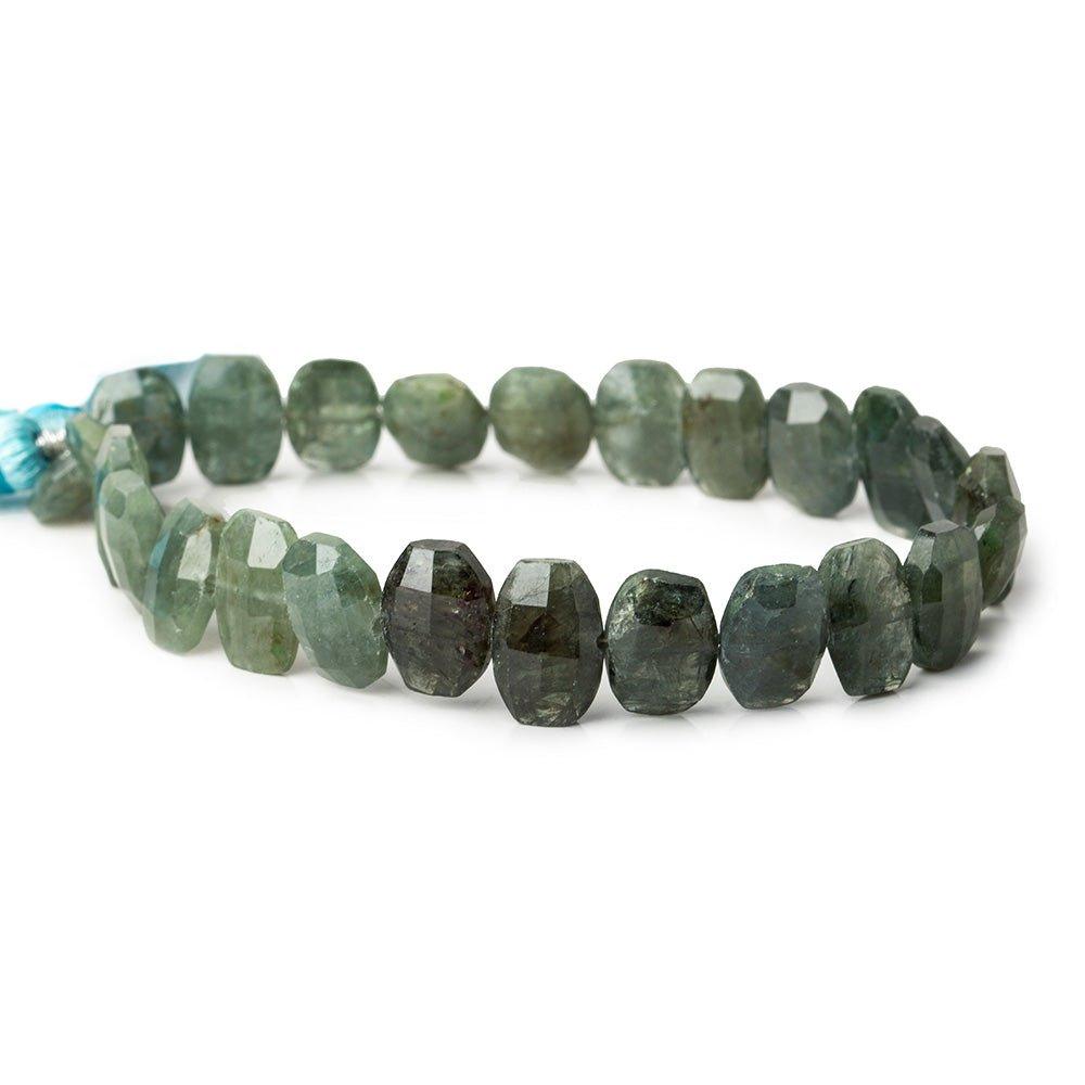 10x7-12x7mm Moss Aquamarine side drilled faceted oval cushions 7.5 inch 23 beads - The Bead Traders