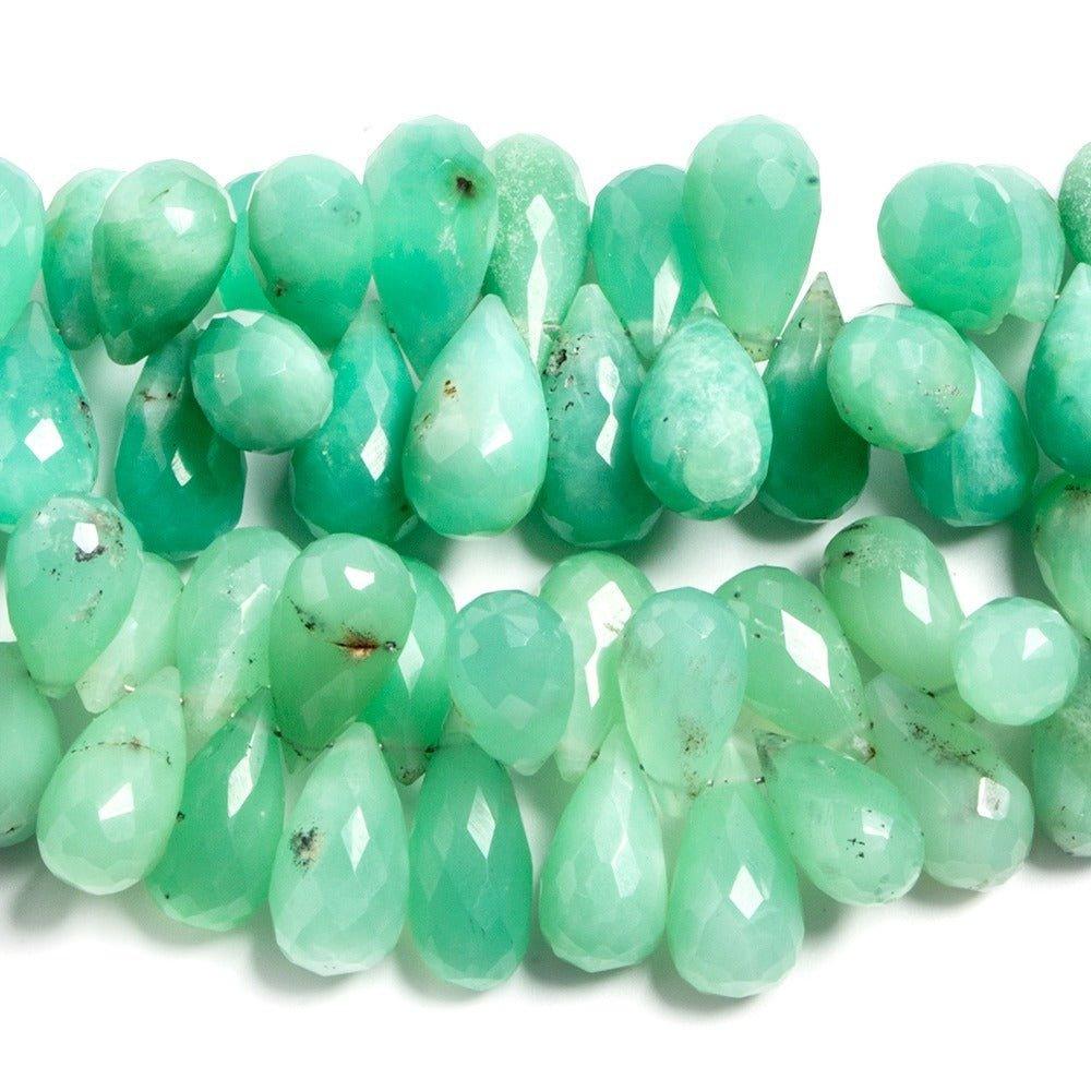 10x7-14x7mm Chrysoprase faceted tear drops 7.5 inch 67 beads - The Bead Traders