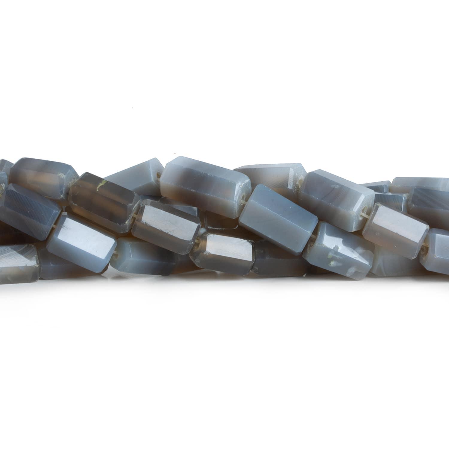 10x7-14x7mm Grey Blue Agate Faceted Hexagon Tubes 16 inches 26 pieces - The Bead Traders