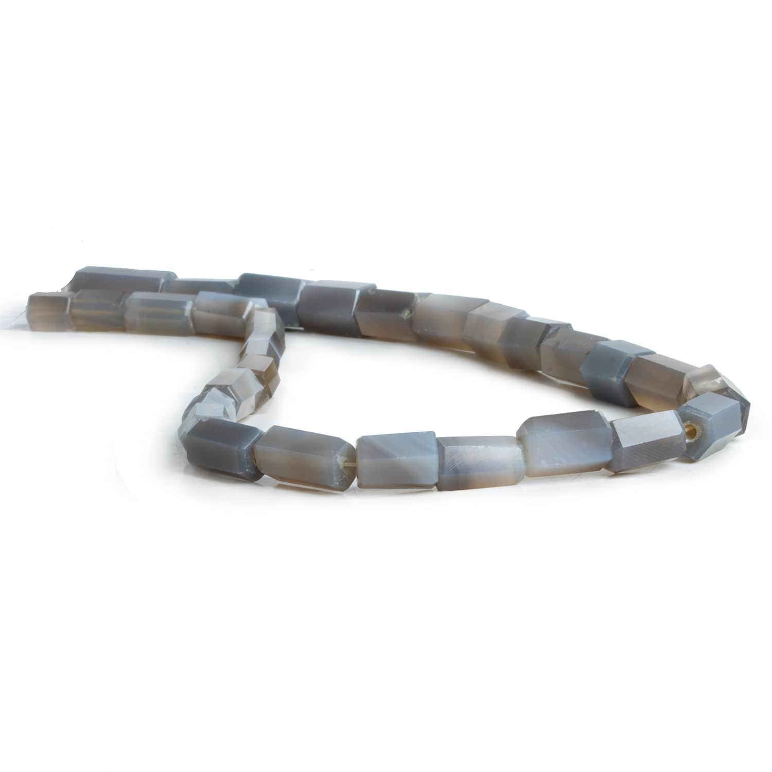 10x7-14x7mm Grey Blue Agate Faceted Hexagon Tubes 16 inches 26 pieces - The Bead Traders