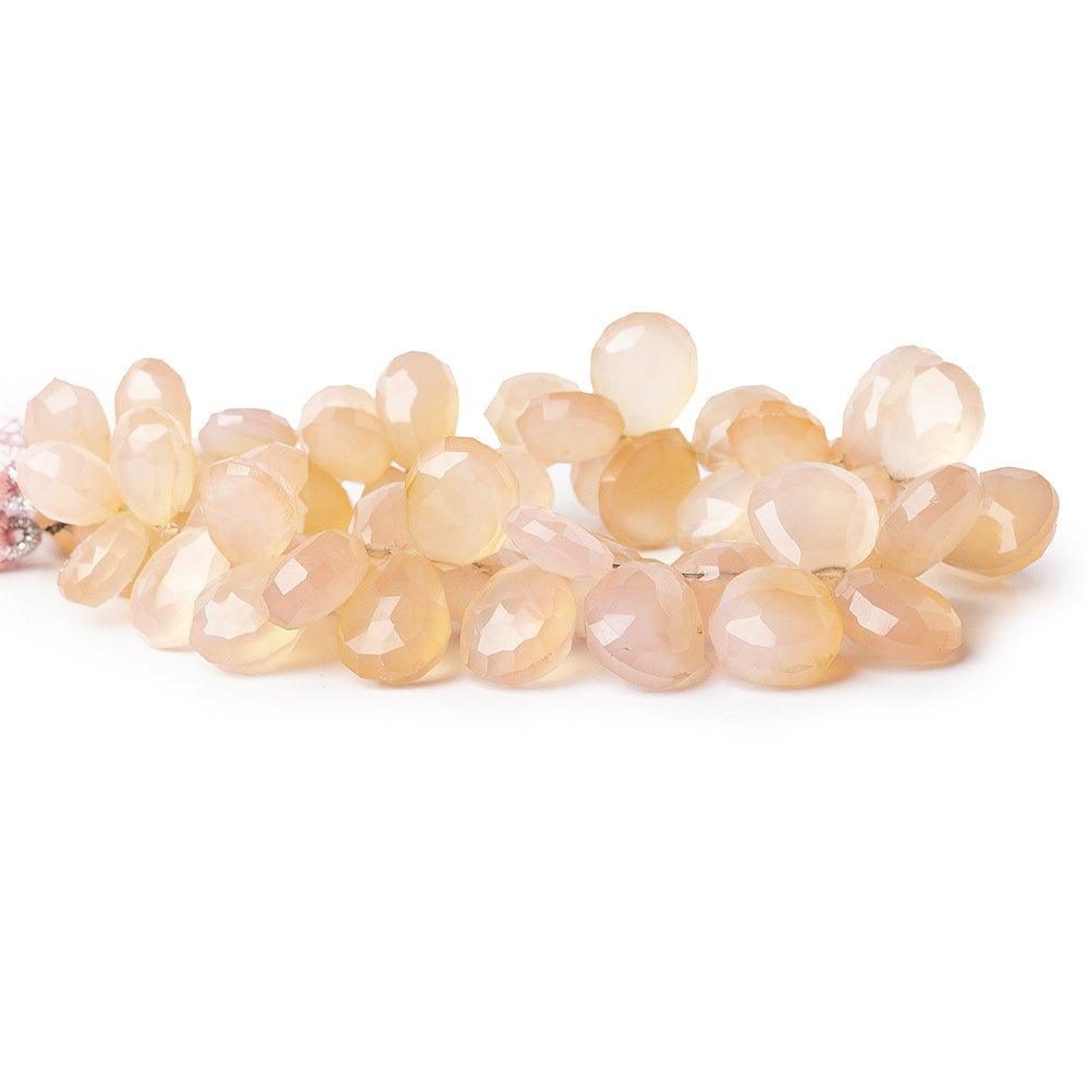 10x7-16x11mm Blush Pink Chalcedony faceted pears 8 inch 55 beads - The Bead Traders