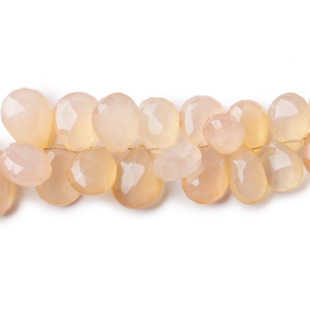 10x7-16x11mm Blush Pink Chalcedony faceted pears 8 inch 55 beads - The Bead Traders