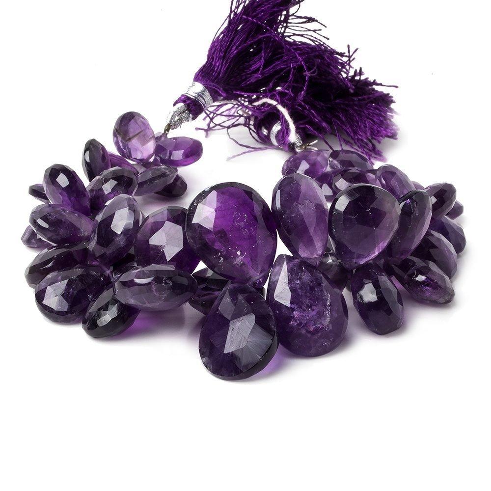10x7-19x14mm Amethyst faceted pear beads 8 inch 45 pieces - The Bead Traders