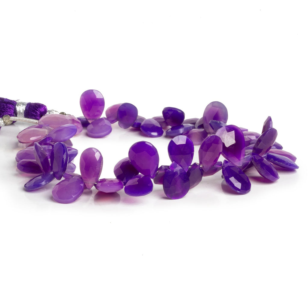 10x7mm Purple Chalcedony Faceted Pears 7.5 inch 51 beads - The Bead Traders