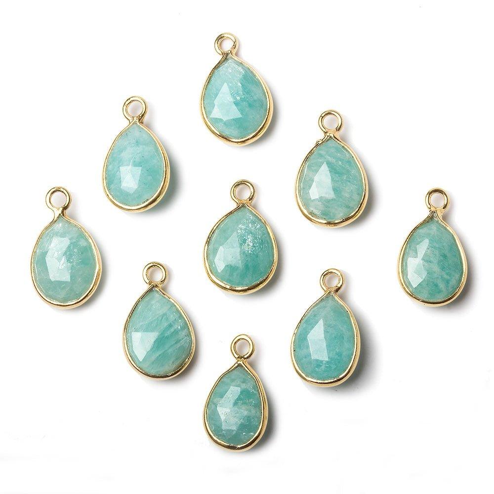 10x7mm Vermeil Bezel Amazonite faceted pear Petite Pendant 1 piece - The Bead Traders